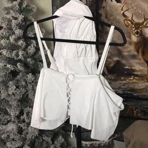 DACI White Tankini With Lace Up Front And Sides